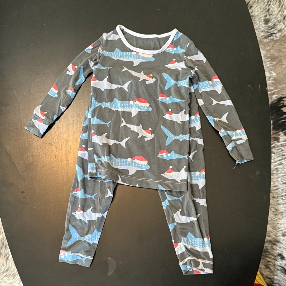 Kickee Pants Gray Shark Print Pajama Set